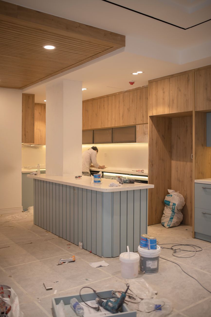 A commercial interior under construction